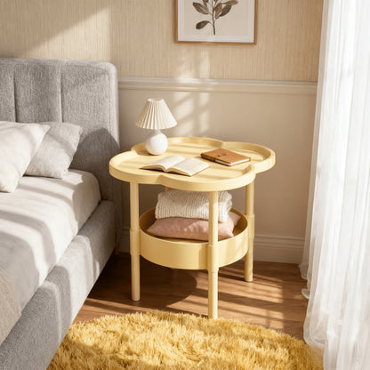 2-Tier Round Side Table with Open Shelves for Work, Display, and Everyday Use detail image - detail view 12