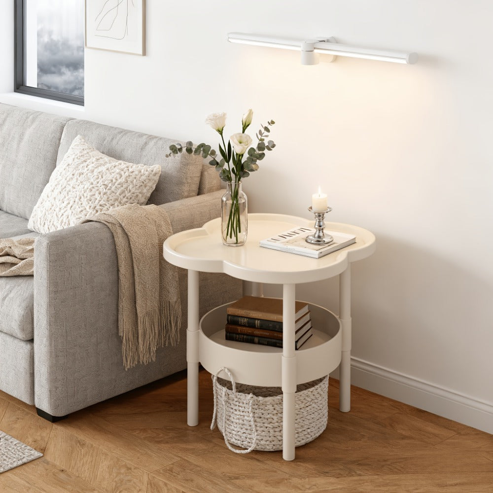 2-Tier Round Side Table with Open Shelves for Work, Display, and Everyday Use detail image - detail view 13