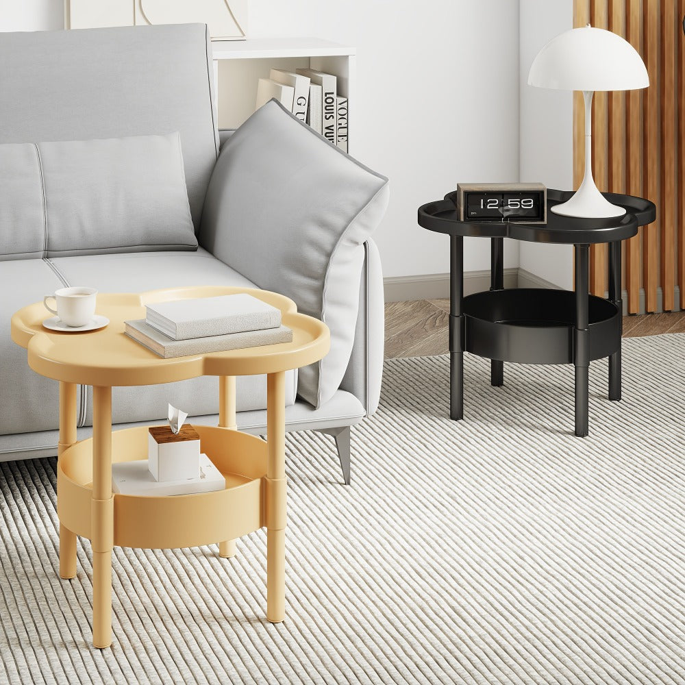 2-Tier Round Side Table with Open Shelves for Work, Display, and Everyday Use detail image - detail view 16