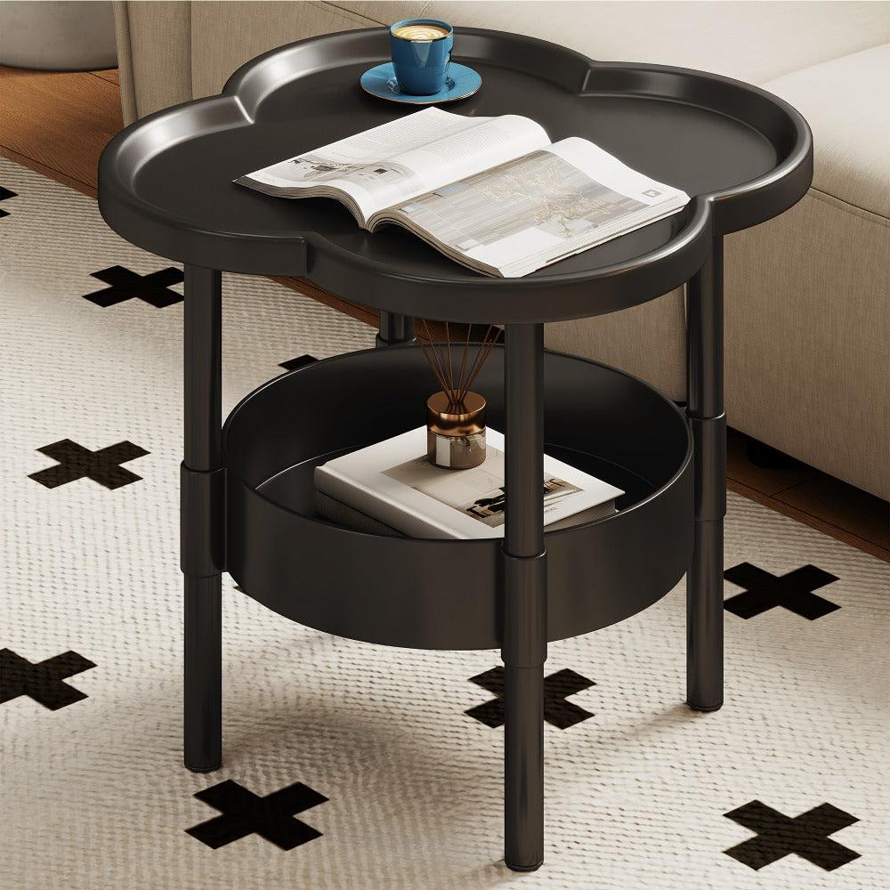 2-Tier Round Side Table with Open Shelves for Work, Display, and Everyday Use detail image - detail view 3