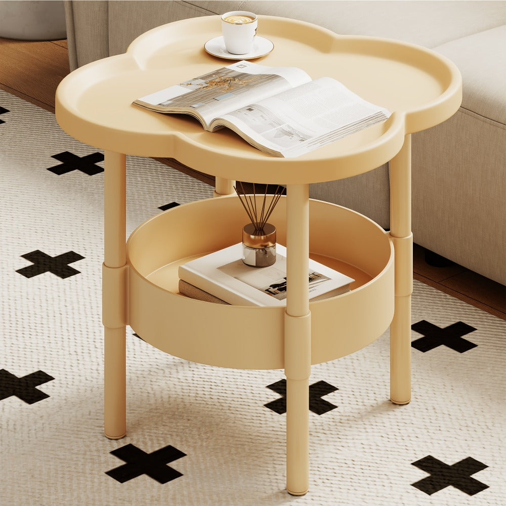 2-Tier Round Side Table with Open Shelves for Work, Display, and Everyday Use detail image - detail view 5