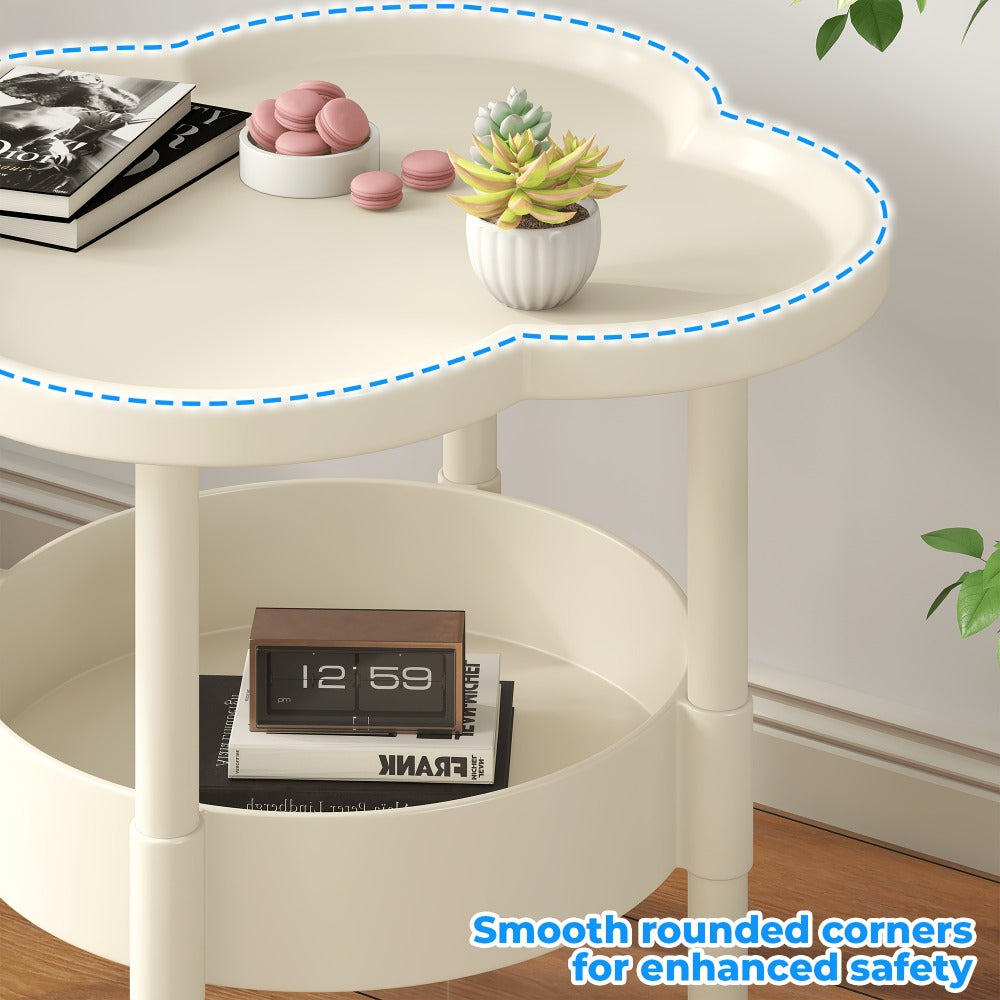 2-Tier Round Side Table with Open Shelves for Work, Display, and Everyday Use detail image - detail view 6
