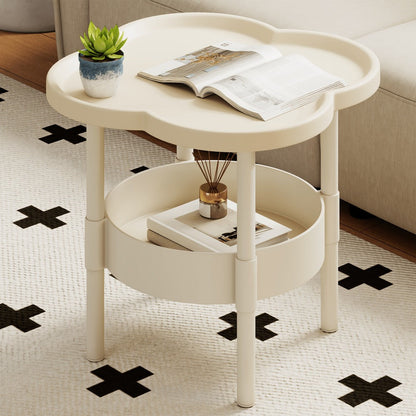 2-Tier Round Side Table with Open Shelves for Work, Display, and Everyday Use detail image - detail view 7