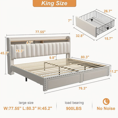 Bed Frame shown in the Beige, King option