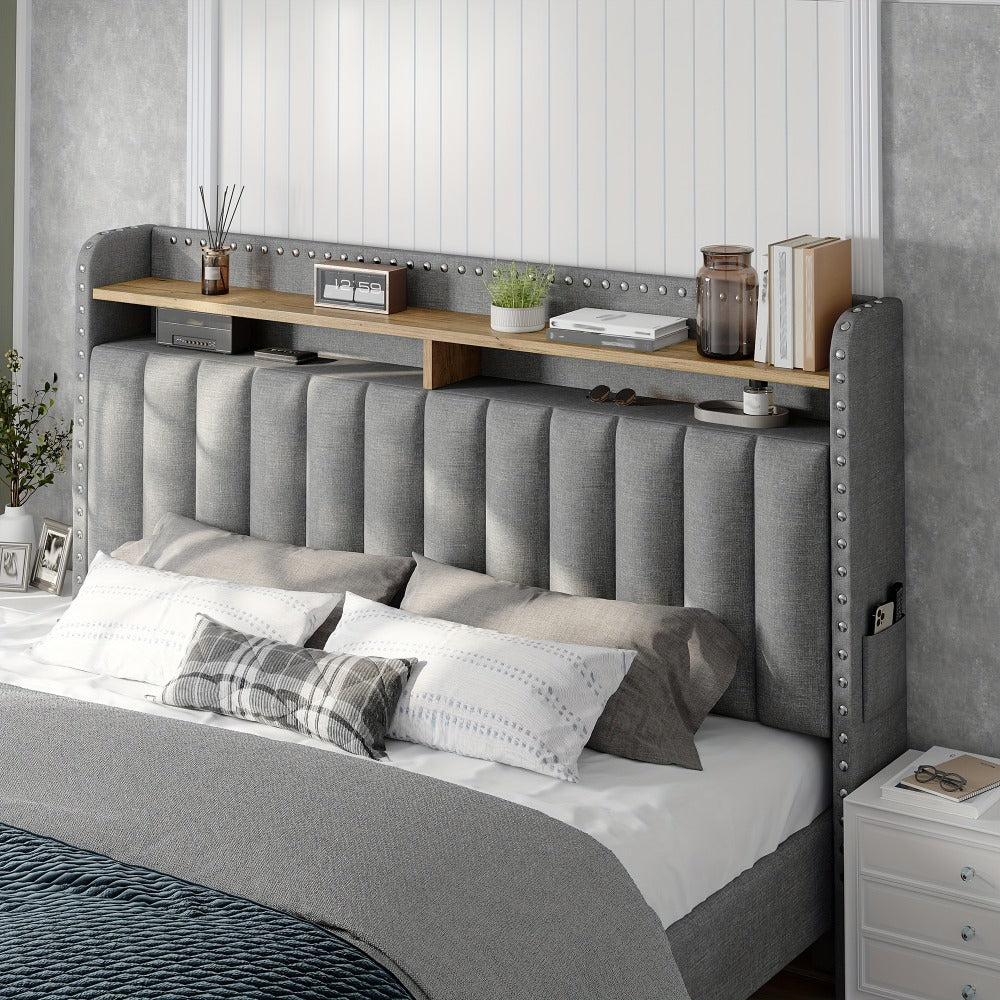 2-Tier Upholstered Bed Frame with Storage Drawers and No Box Spring Needed detail image - detail view 11