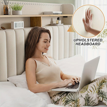 2-Tier Upholstered Bed Frame with Storage Drawers and No Box Spring Needed detail image - detail view 13