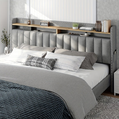 2-Tier Upholstered Bed Frame with Storage Drawers and No Box Spring Needed detail image - detail view 19