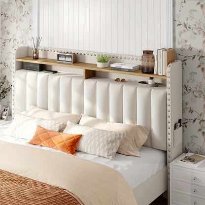 2-Tier Upholstered Bed Frame with Storage Drawers and No Box Spring Needed detail image