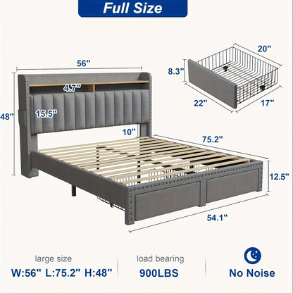 Bed Frame shown in the Grey, Full option