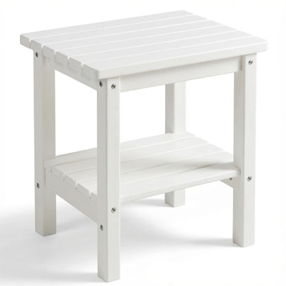 2-Tier Wood Outdoor Side Table, Outdoor Accent Table for Patio detail image - detail view 11