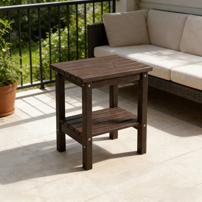 2-Tier Wood Outdoor Side Table, Outdoor Accent Table for Patio detail image