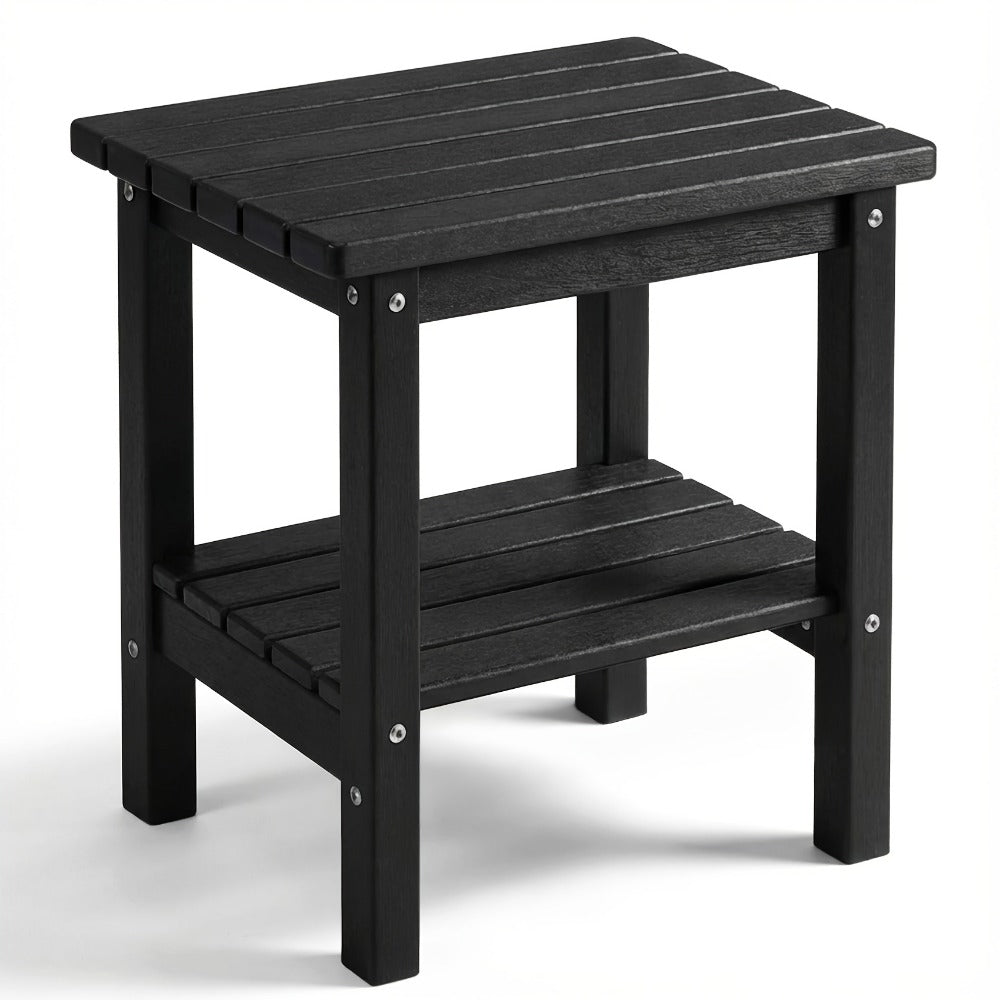 2-Tier Wood Outdoor Side Table, Outdoor Accent Table for Patio detail image - detail view 3