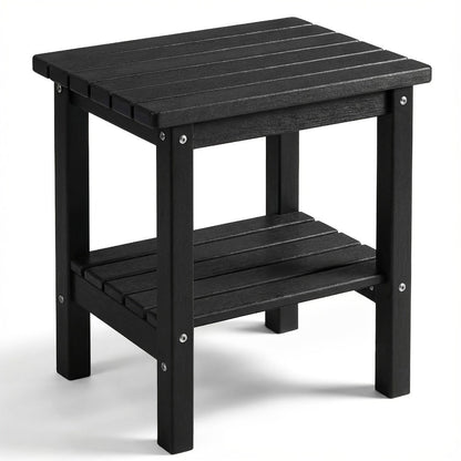 2-Tier Wood Outdoor Side Table, Outdoor Accent Table for Patio detail image - detail view 3