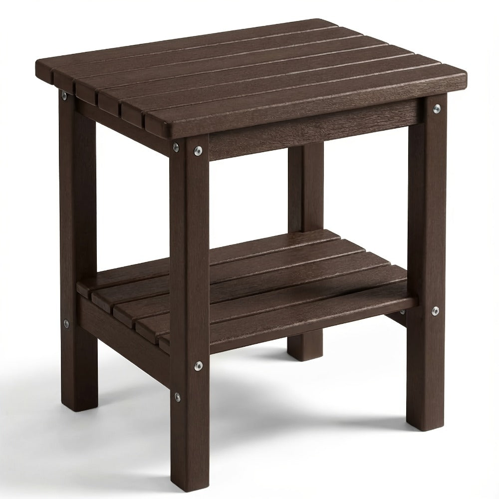 2-Tier Wood Outdoor Side Table, Outdoor Accent Table for Patio detail image - detail view 5