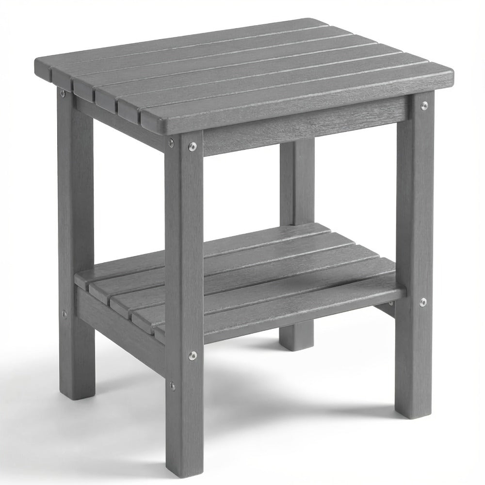 2-Tier Wood Outdoor Side Table, Outdoor Accent Table for Patio detail image - detail view 7