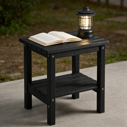 2-Tier Wood Outdoor Side Table, Outdoor Accent Table for Patio detail image - detail view 8