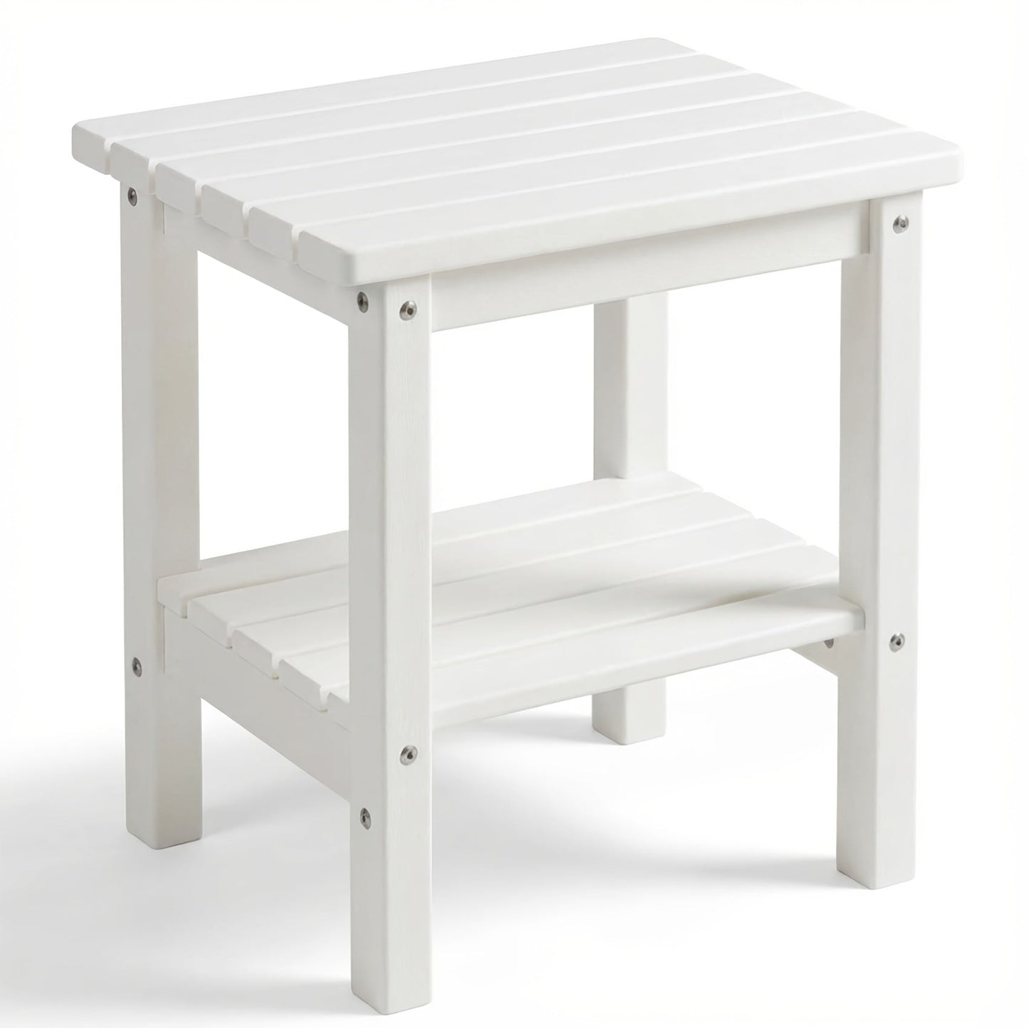 Outdoor Side Table shown in the White- 05, HDPE End Table option