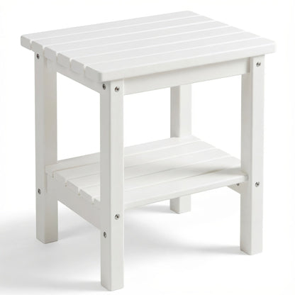 Outdoor Side Table shown in the White- 05, HDPE End Table option