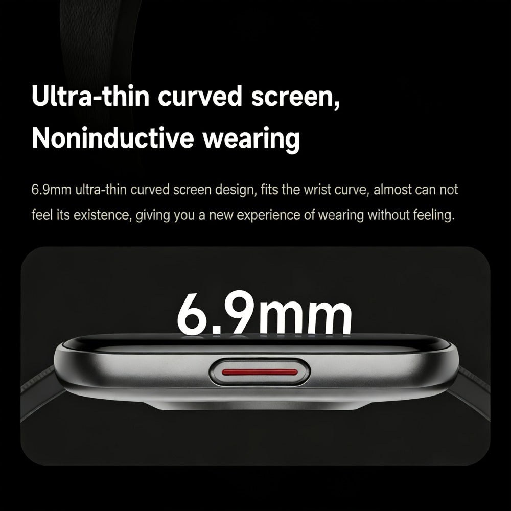 Curved Screen Smartwatch 1.85 Inch Full Touch Calling Messaging Music Camera Control Fitness Tracker Heart Rate Sleep Multiple Sport Modes Android iPhone Compatible Women Men Outdoor Lighting Version Black Pink