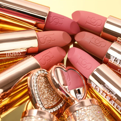Matte Lipstick Heart-Shaped Design 24H Long-Lasting Velvet Finish — Transfer-Resistant Highly Pigmented Buildable Lip Color, Smooth Application 10 Shades Women Beauty Gift