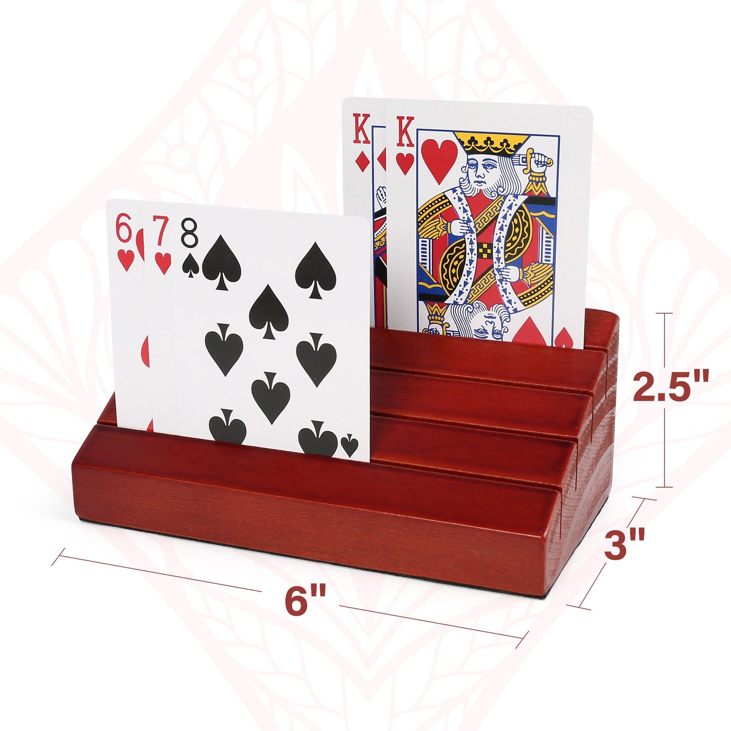 Two-Piece Wood-Look Playing Card Holder Set with Four Ascending Slots and Capacity for Up to 40 Cards Each