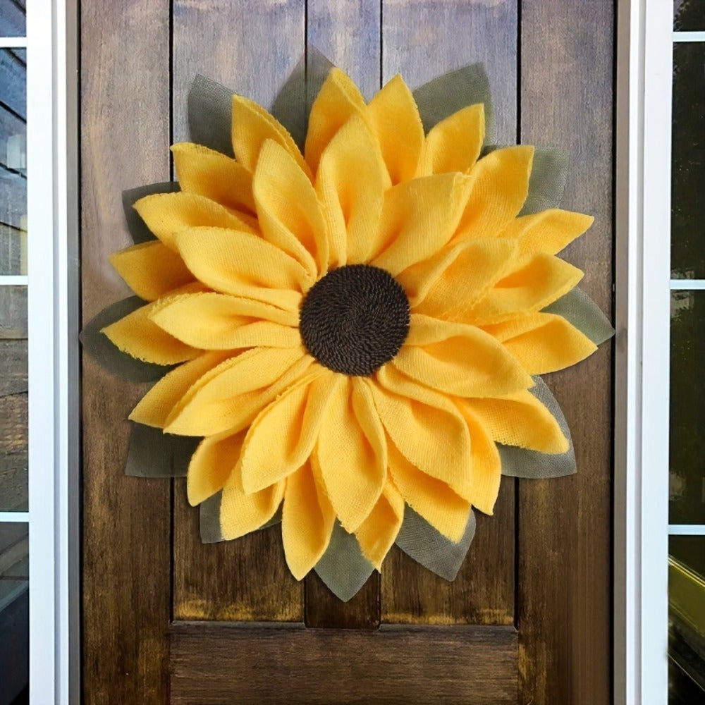 Sunflower Wreath for Front Door - Artificial Floral Wall Hanging Decor for Indoor Outdoor Home Office, Wedding Festival Thanksgiving Farmhouse Decoration, Year-Round Seasonal Display