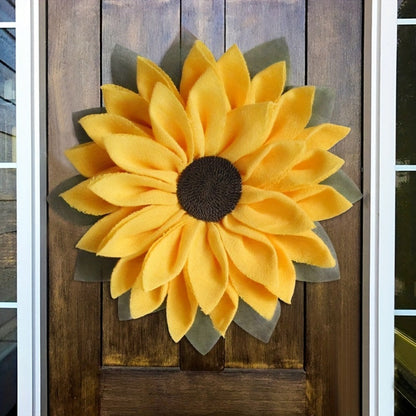 Sunflower Wreath for Front Door - Artificial Floral Wall Hanging Decor for Indoor Outdoor Home Office, Wedding Festival Thanksgiving Farmhouse Decoration, Year-Round Seasonal Display