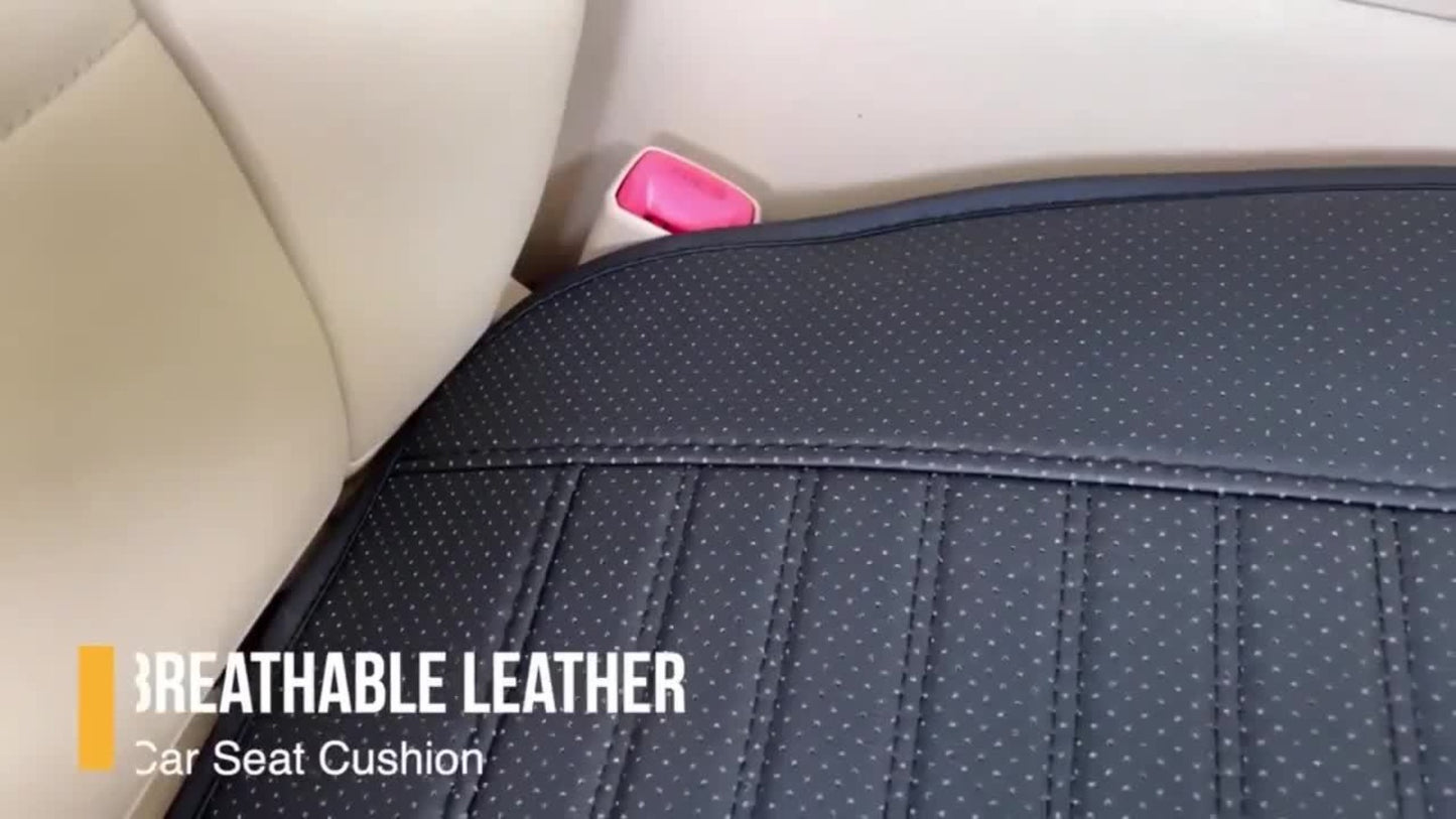 Car Seat Pads 2pcs Front – Non-Slip Rubber Base, Breathable Backless Design, Universal Fit All-Season Comfort Cushion, Black Beige Grey Car Interior Seat Cover Pad Set