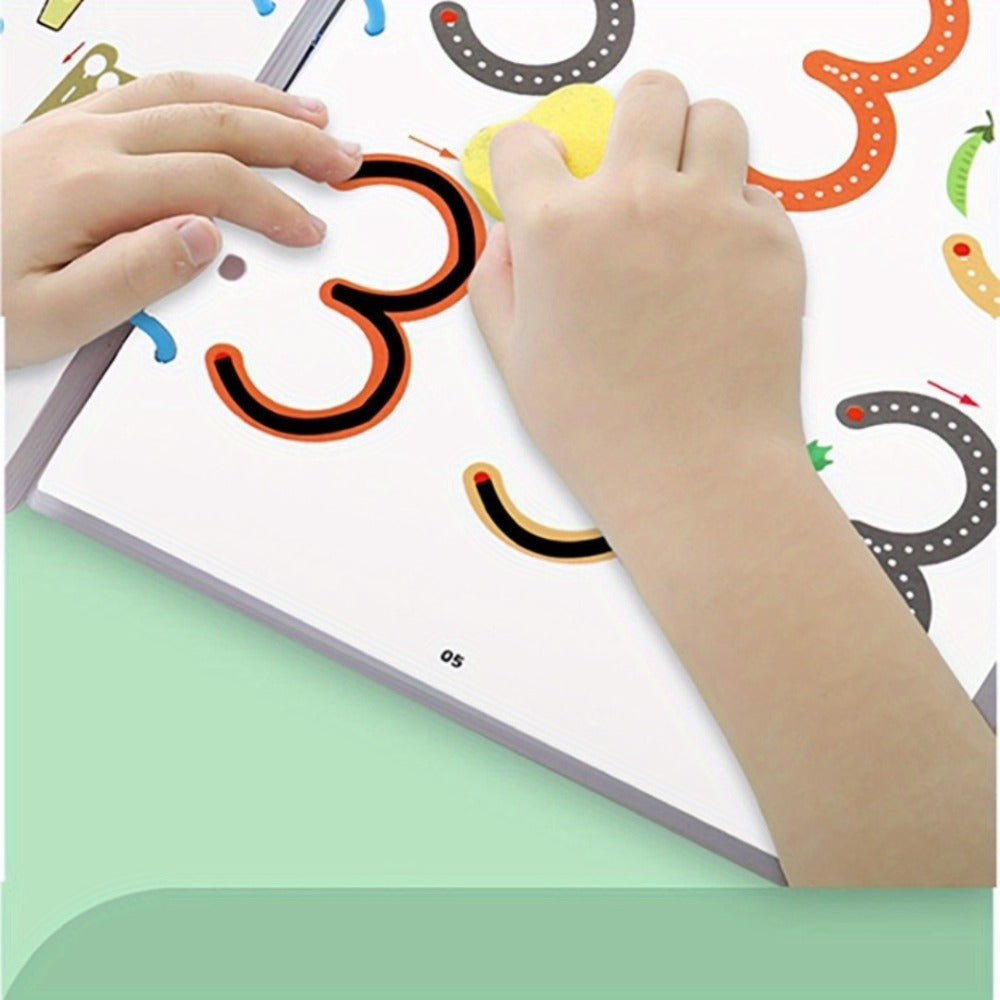 64-Page Wipe-Clean Tracing Workbook with Eight Color Pens, Eraser and Reusable Line Practice Activities