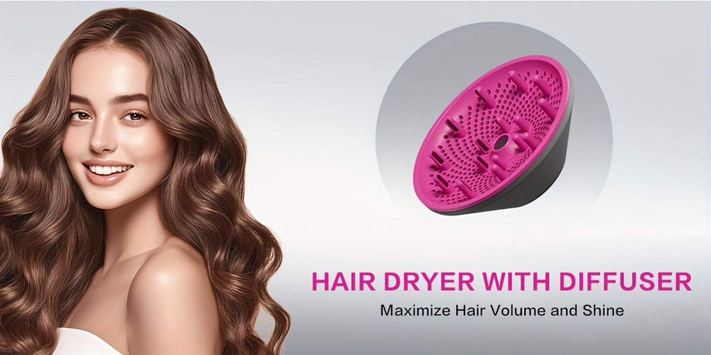 Diffuser Hair Dryer for Curly Hair 1875W Ionic Blow Dryer - Lightweight Compact Professional Frizz Control Fast Drying Styling Tool for Women Men Gray White