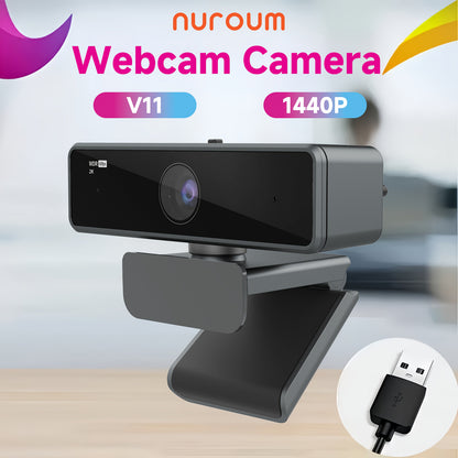 4K Webcam AI Auto Framing True Autofocus with Dual Noise Canceling Mics & 90° FOV – NUROUM V11/V15/V32 Plug and Play USB Camera for Zoom Meetings, Gaming & Home Office, 1080P/2K/4K