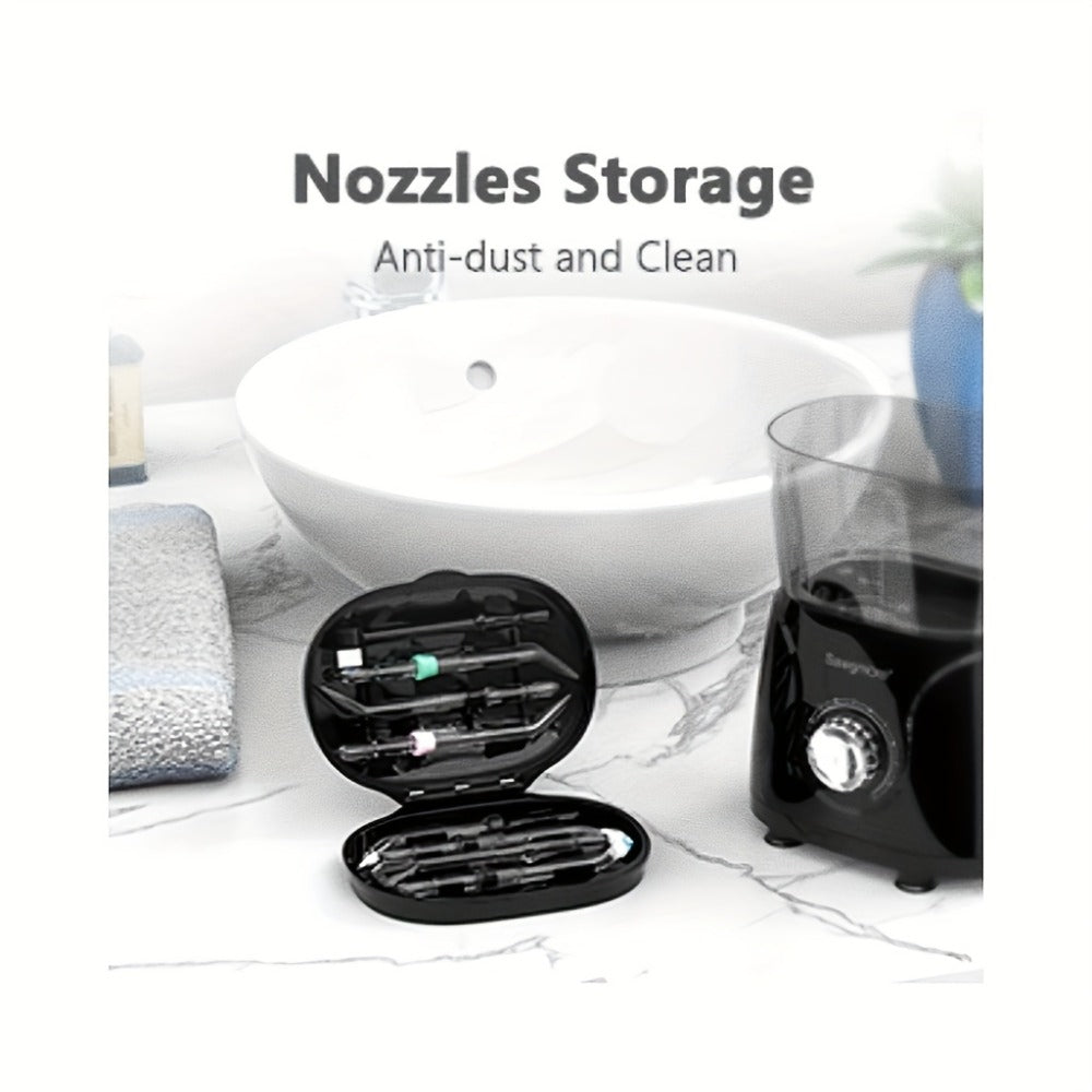 600 ml Desktop Water Flosser in Black with 10 Pressure Levels, Eight Nozzles and Large Tank