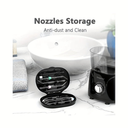 600 ml Desktop Water Flosser in Black with 10 Pressure Levels, Eight Nozzles and Large Tank