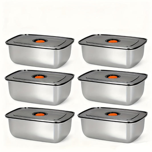 Stainless Steel Lunch Boxes, Set of 6 Large 50.72 oz Food Storage Containers with Lids – Airtight Stackable Refrigerator Storage Containers for Meal Prep, Leftovers, Kitchen and Office