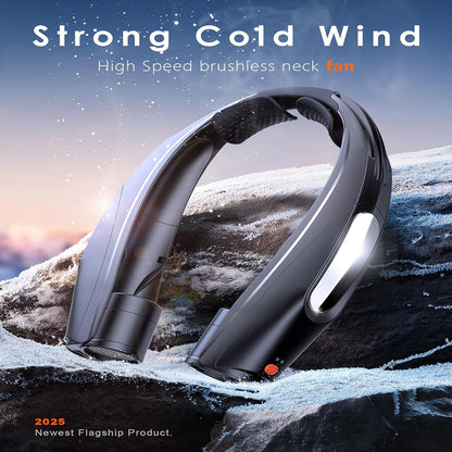 Portable Neck Fan Hands-Free Wearable Personal Fan – 3000mAh USB Rechargeable, 6 Adjustable Speeds, 5-Blade Quiet Cooling Fan for Home, Office, Outdoor & Travel, ABS Material, Push Button Control