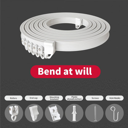 Flexible Curtain Rail Track – Bendable PVC Ceiling Mount Curtain Rod for Bay Window, Bathroom & Home Decor, Trim-to-Fit Monorail Curtain Track System