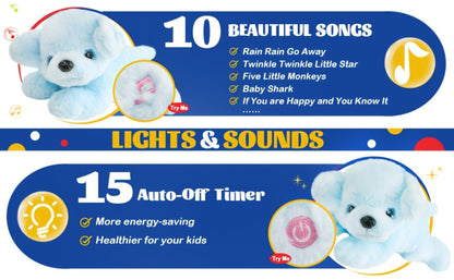 Plush Toy – Blue Puppy with Light-Up Body and Music for Colorful Interactive Room Display and Gifting