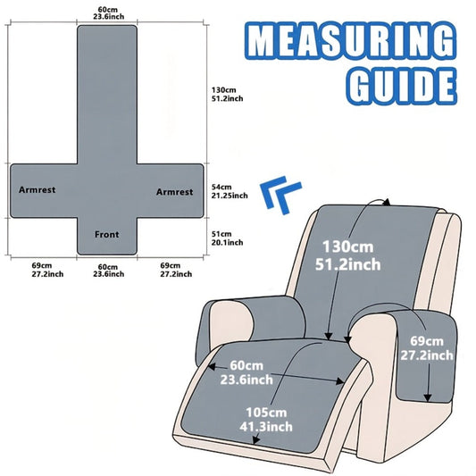 Recliner Cover Quilted with Side Pocket - Anti-Slip Elastic Band Pet Friendly Sofa Chair Protective Slipcover Easy Install for Living Room Home Decor, 6 Colors