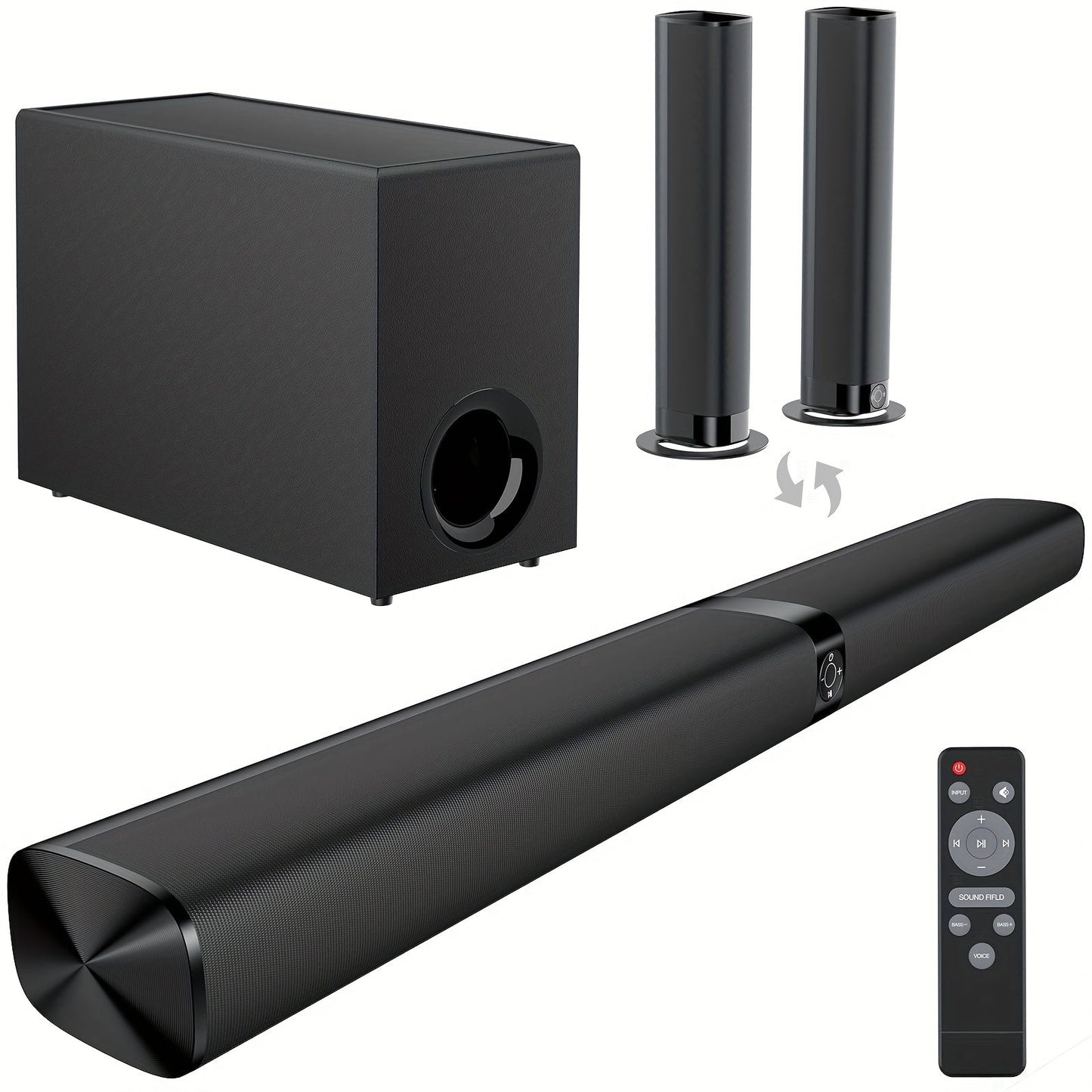 Mighty Rock 32-Inch Detachable TV Soundbar and Subwoofer Set with ARC, Optical, AUX and Remote Control