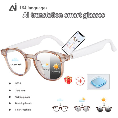 Smart Glasses 160-Language Translation Eyewear with Open-Ear Audio and 19 Photochromic Frame Options