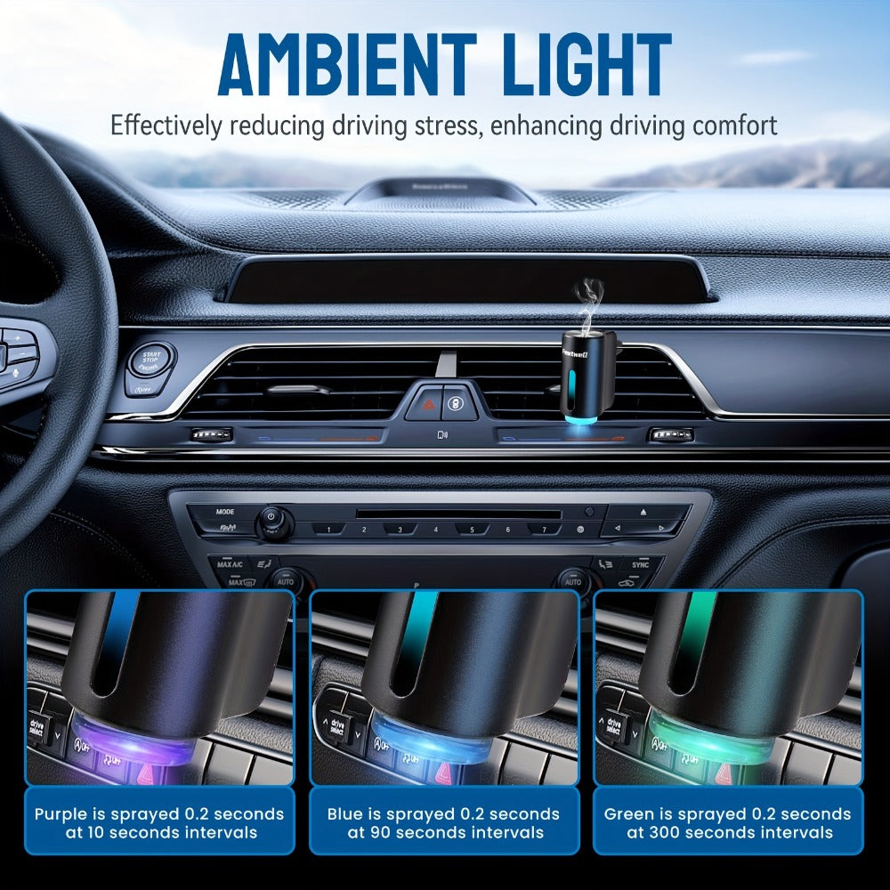 Car Air Freshener Featwell Waterless Vent Diffuser with Grey Six-Scent Refill Selection and USB-C Power