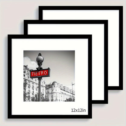 Three-Piece Square Picture Frame Set in Black or White with 8 x 8 or 12 x 12-Inch Wall Options
