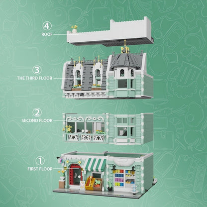 Modular European City Building Block Model Kit with Grocery Store or Market Street Checkout Options