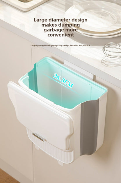 Collapsible 1.85-Gallon Trash Can with Lid for Wall Mount, Cabinet Door Hanging or Floor Placement