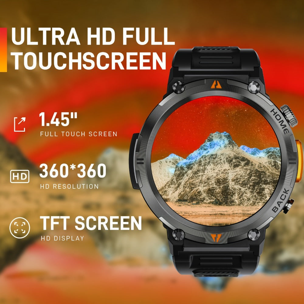 Smartwatch Men's with Bluetooth Calling & Message Notifications, 1.45" HD Touch Screen, IPX8 marking, Step Counter, 300mAh 5-7 Day