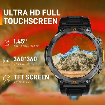 Smartwatch Men's with Bluetooth Calling & Message Notifications, 1.45" HD Touch Screen, IPX8 marking, Step Counter, 300mAh 5-7 Day
