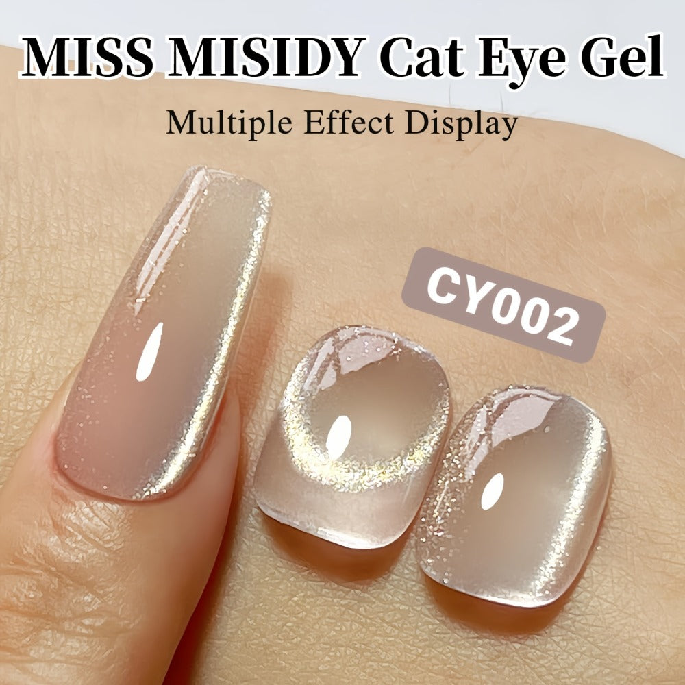 Gel Nail Polish CY002 Ice-Clear Nude Magnetic Cat-Eye with Shimmer Stripe and Glossy Finish for UV/LED Nail Art