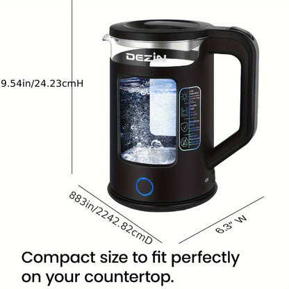 Glass Electric Kettle with Blue LED Light, 1.5L Borosilicate Glass Water Boiler, Auto Shut-Off & Boil-Dry Protection