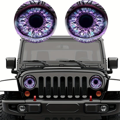 3D Beast Eye Headlight Stickers – Funny Car Headlight Decals for Jeep Round Headlights, Truck Body, Bumper & Window Decoration, Reusable PVC Glossy Stickers (1 or 2 Pairs)