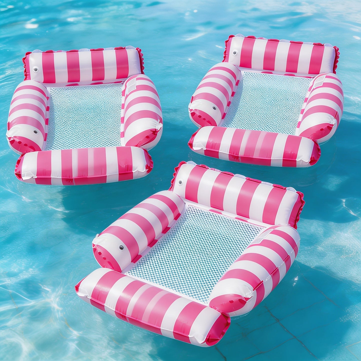 Striped Mesh Pool Float Chair Set, 110cm Size in Blue, Dark Blue, Pink or Mixed Two- and Three-Piece Options